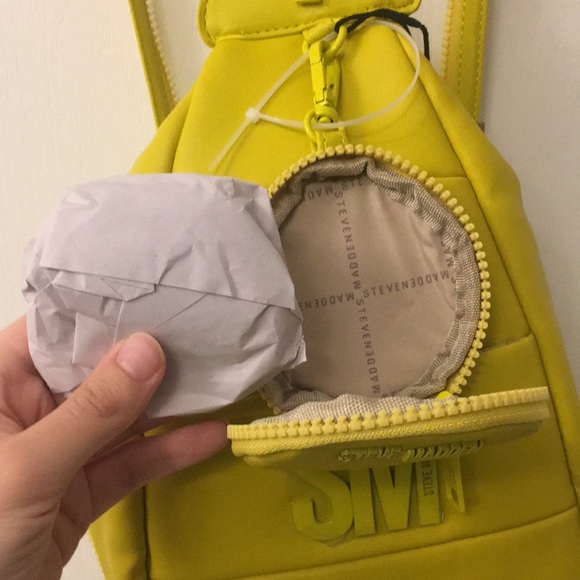 Steve Madden Yellow Puffy Leather Sling Backpack - Picture 11 of 17